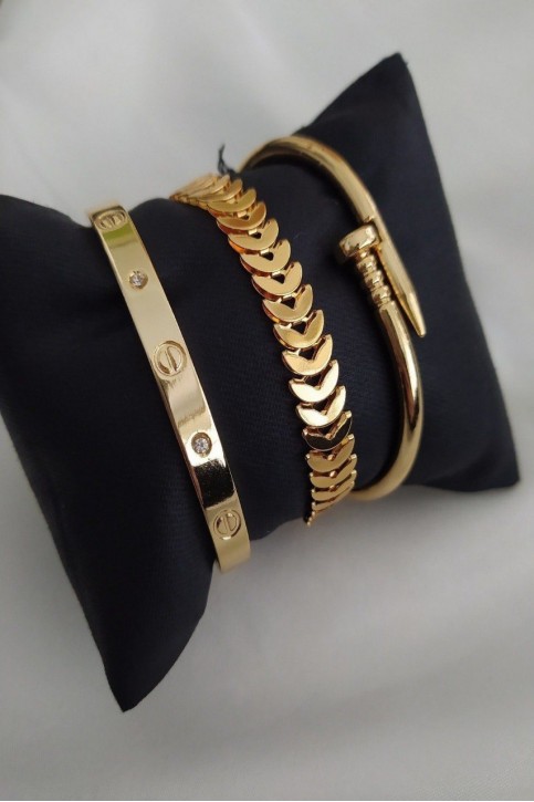 Kararmaz Çelik Ajda Bilezik Bileklik Küpe Kombin Takı Aksesuar