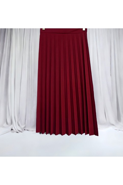 Düz renk mira tesettur pileli likralı etek