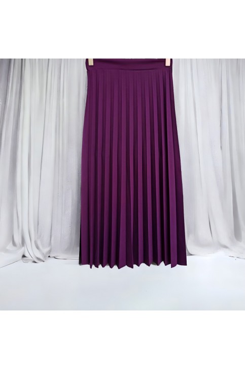 Düz renk mira tesettur pileli likralı etek