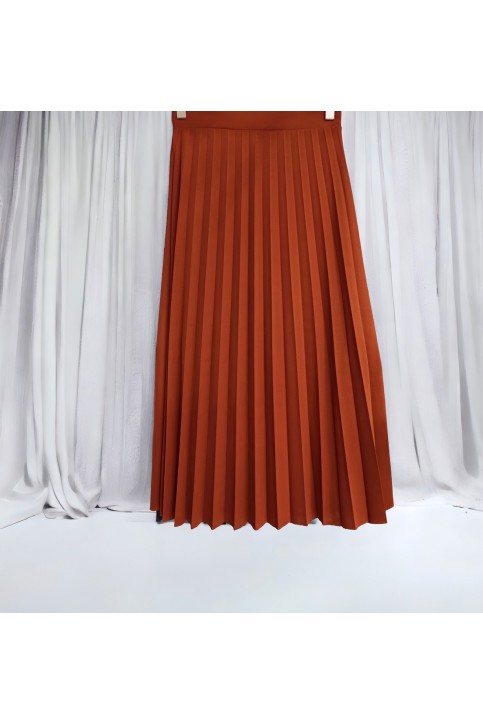 Düz renk mira tesettur pileli likralı etek