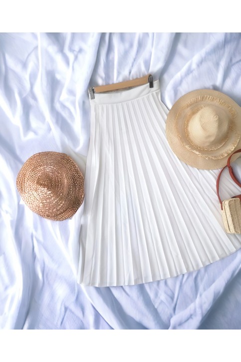 Düz renk mira tesettur pileli likralı etek